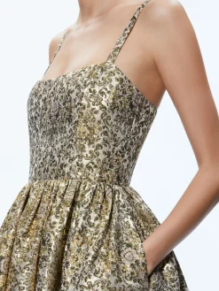 Alice and Olivia FAY MIDI DRESS CHAMPAGNE MULTI*DRESSES | DRESSES | CLOTHING