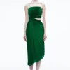 Alice and Olivia FAYETH CUT OUT ASYMMETRICAL HEM MIDI DRESS *DRESSES | DRESSES | CLOTHING