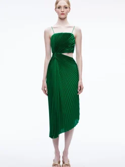 Alice and Olivia FAYETH CUT OUT ASYMMETRICAL HEM MIDI DRESS *DRESSES | DRESSES | CLOTHING