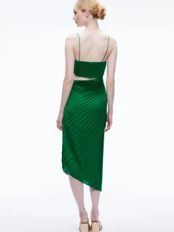 Alice and Olivia FAYETH CUT OUT ASYMMETRICAL HEM MIDI DRESS *DRESSES | DRESSES | CLOTHING