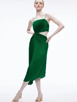 Alice and Olivia FAYETH CUT OUT ASYMMETRICAL HEM MIDI DRESS *DRESSES | DRESSES | CLOTHING