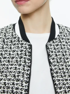 Alice and Olivia FELISA VARSITY BOMBER JACKET BLACK/OFF WHITE*FEATURED SHOPS | CLOTHING