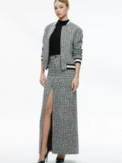 Alice and Olivia FELISA VARSITY BOMBER JACKET BLACK/OFF WHITE*FEATURED SHOPS | CLOTHING