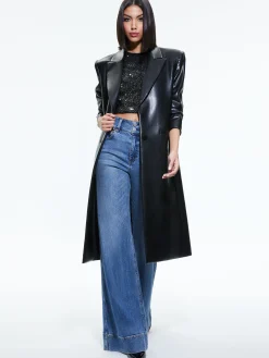 Alice and Olivia FIERRO VEGAN LEATHER LONG BLAZER BLACK*FEATURED SHOPS | FEATURED SHOPS | CLOTHING