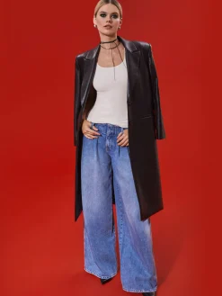 Alice and Olivia FIERRO VEGAN LEATHER LONG BLAZER BLACK*FEATURED SHOPS | FEATURED SHOPS | CLOTHING