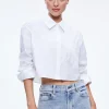 Alice and Olivia FINELY CROPPED OVERSIZED BUTTON DOWN SHIRT OFF WHITE*FEATURED SHOPS | FEATURED SHOPS | CLOTHING