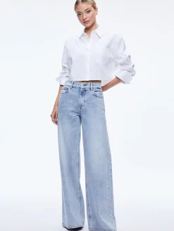 Alice and Olivia FINELY CROPPED OVERSIZED BUTTON DOWN SHIRT OFF WHITE*FEATURED SHOPS | FEATURED SHOPS | CLOTHING