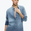 Alice and Olivia FINELY DENIM BUTTON DOWN SADIE LT VINTAGE BLUE*FEATURED SHOPS | FEATURED SHOPS | CLOTHING