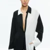 Alice and Olivia FINELY OVERSIZED BUTTON DOWN SHIRT BLACK/OFF WHITE*FEATURED SHOPS | FEATURED SHOPS | FEATURED SHOPS | CLOTHING
