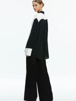 Alice and Olivia FINELY OVERSIZED BUTTON DOWN SHIRT BLACK/OFF WHITE*FEATURED SHOPS | FEATURED SHOPS | FEATURED SHOPS | CLOTHING