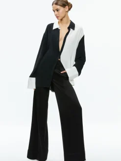 Alice and Olivia FINELY OVERSIZED BUTTON DOWN SHIRT BLACK/OFF WHITE*FEATURED SHOPS | FEATURED SHOPS | FEATURED SHOPS | CLOTHING