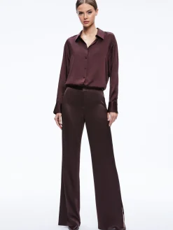 Alice and Olivia FINELY OVERSIZED BUTTON DOWN SHIRT + JC WIDE LEG SIDE SLIT PANT *CLOTHING