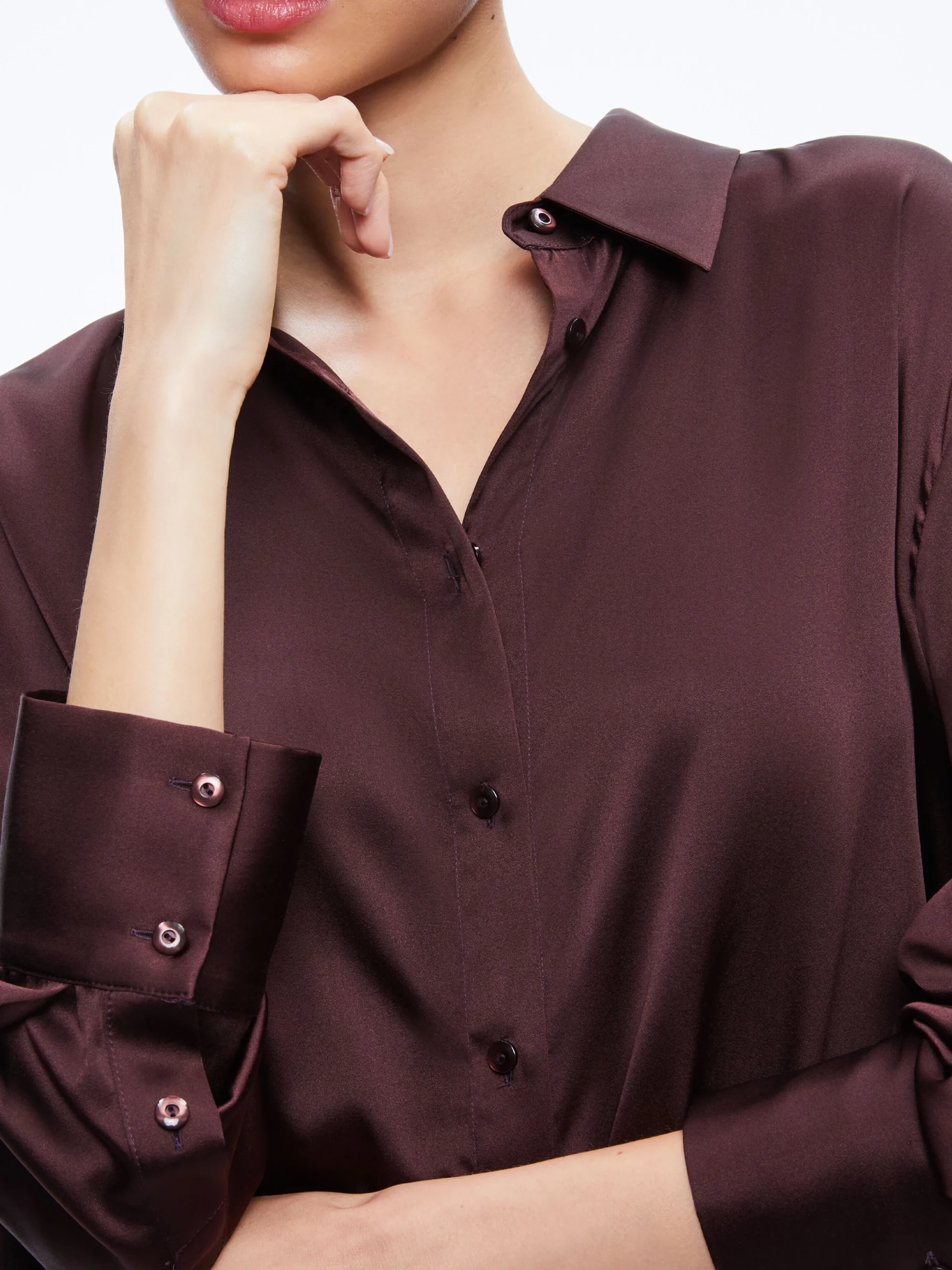 Alice and Olivia FINELY OVERSIZED BUTTON DOWN SHIRT + JC WIDE LEG SIDE SLIT PANT *CLOTHING