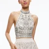 Alice and Olivia GATZ EMBELLISHED HIGH NECK TOP + CATRINA EMBELLISHED GOWN MAXI SKIRT *CLOTHING