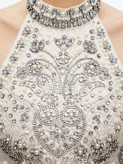 Alice and Olivia GATZ EMBELLISHED HIGH NECK TOP + CATRINA EMBELLISHED GOWN MAXI SKIRT *CLOTHING