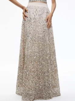 Alice and Olivia GATZ EMBELLISHED HIGH NECK TOP + CATRINA EMBELLISHED GOWN MAXI SKIRT *CLOTHING