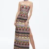 Alice and Olivia GEORGIE CHOKER STRAPLESS GOWN CHAMPAGNE/MULTI*DRESSES | DRESSES | CLOTHING