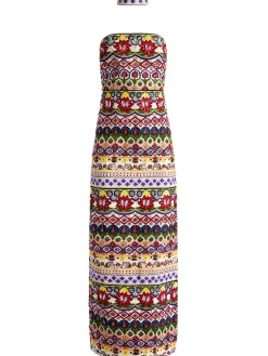 Alice and Olivia GEORGIE CHOKER STRAPLESS GOWN CHAMPAGNE/MULTI*DRESSES | DRESSES | CLOTHING