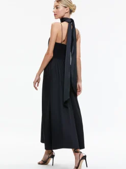 Alice and Olivia GLYNIS SPAGHETTI STRAP SCARF MIDI DRESS BLACK*DRESSES | DRESSES | CLOTHING
