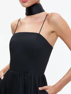 Alice and Olivia GLYNIS SPAGHETTI STRAP SCARF MIDI DRESS BLACK*DRESSES | DRESSES | CLOTHING