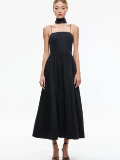 Alice and Olivia GLYNIS SPAGHETTI STRAP SCARF MIDI DRESS BLACK*DRESSES | DRESSES | CLOTHING