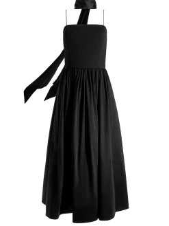 Alice and Olivia GLYNIS SPAGHETTI STRAP SCARF MIDI DRESS BLACK*DRESSES | DRESSES | CLOTHING