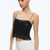 Alice and Olivia GRAZI EMBELLISHED SPAGHETTI STRAP TOP BLACK*CLOTHING