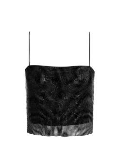 Alice and Olivia GRAZI EMBELLISHED SPAGHETTI STRAP TOP BLACK*CLOTHING