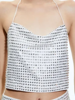 Alice and Olivia GRAZI EMBELLISHED TIE BACK CROP TOP + RILEY EMBELLISHED MINI SKIRT *CLOTHING