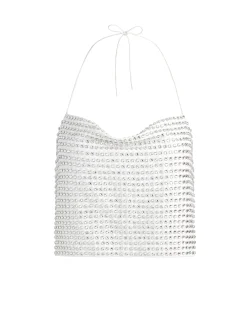 Alice and Olivia GRAZI EMBELLISHED TIE BACK CROP TOP OFF WHITE/SILVER*CLOTHING
