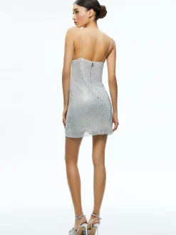 Alice and Olivia HARMONY CRYSTAL MINI DRESS SILVER/CHAINMAIL*FEATURED SHOPS | DRESSES | CLOTHING