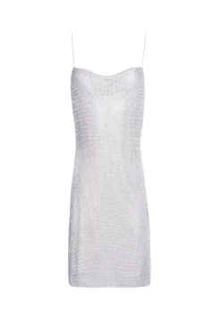Alice and Olivia HARMONY CRYSTAL MINI DRESS SILVER/CHAINMAIL*FEATURED SHOPS | DRESSES | CLOTHING