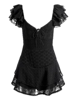 Alice and Olivia HARTFORD SMOCKED BUSTIER ROMPER BLACK*CLOTHING