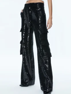 Alice and Olivia HAYES SEQUIN CARGO PANT BLACK*CLOTHING