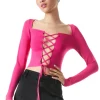 Alice and Olivia HILARIA LACE FRONT TOP *CLOTHING