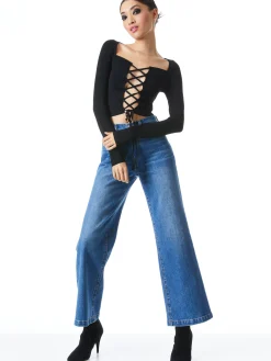 Alice and Olivia HILARIA LACE FRONT TOP *CLOTHING