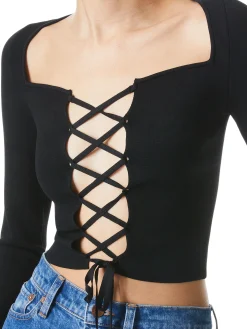 Alice and Olivia HILARIA LACE FRONT TOP *CLOTHING