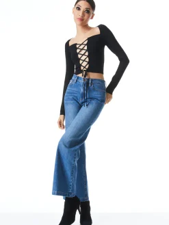 Alice and Olivia HILARIA LACE FRONT TOP *CLOTHING