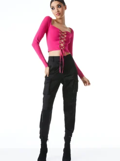 Alice and Olivia HILARIA LACE FRONT TOP *CLOTHING