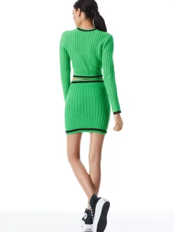 Alice and Olivia INGRID CABLE KNIT MINI SKIRT GARDEN GREEN/BLACK*FEATURED SHOPS | CLOTHING
