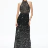 Alice and Olivia JAEL EMBELLISHED HALTER NECK MAXI GOWN BLACK/MULTI*DRESSES | DRESSES | CLOTHING