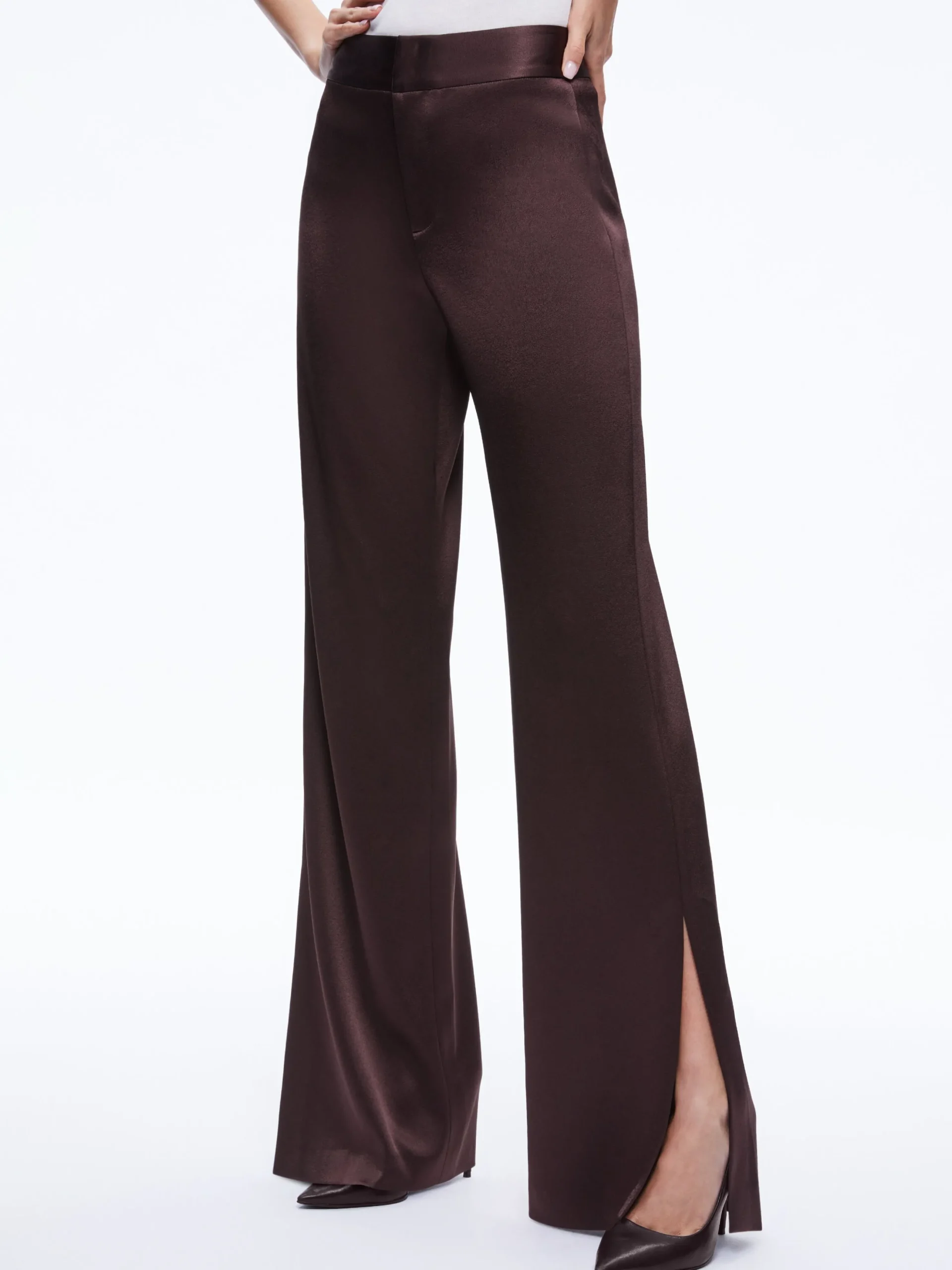 Alice and Olivia JC WIDE LEG SIDE SLIT PANT TOFFEE*FEATURED SHOPS | CLOTHING