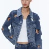 Alice and Olivia JEFF HEART EMBELLISHED CROPPED DENIM JACKET TRUE BLUES DARK*FEATURED SHOPS | FEATURED SHOPS | CLOTHING