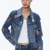 Alice and Olivia JEFF HEART EMBELLISHED CROPPED DENIM JACKET + KARRIE EMBELLISHED HEART JEAN *CLOTHING