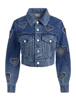 Alice and Olivia JEFF HEART EMBELLISHED CROPPED DENIM JACKET + KARRIE EMBELLISHED HEART JEAN *CLOTHING