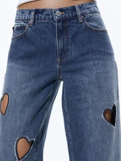 Alice and Olivia JEFF HEART EMBELLISHED CROPPED DENIM JACKET + KARRIE EMBELLISHED HEART JEAN *CLOTHING