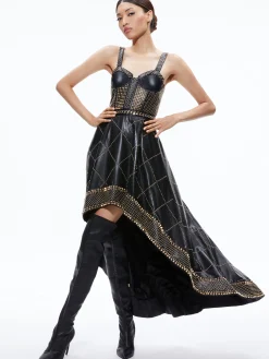 Alice and Olivia JERLENE STUDDED VEGAN LEATHER CORSET GOWN BLACK*FEATURED SHOPS | DRESSES | DRESSES | CLOTHING