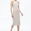 Alice and Olivia JOVI POINTELLE CORD BACK HALTER DRESS SAND*DRESSES | CLOTHING