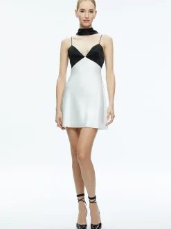 Alice and Olivia JULIENNE V-NECK MINI DRESS OFF WHITE/BLACK*FEATURED SHOPS | DRESSES | DRESSES | CLOTHING