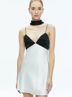Alice and Olivia JULIENNE V-NECK MINI DRESS OFF WHITE/BLACK*FEATURED SHOPS | DRESSES | DRESSES | CLOTHING